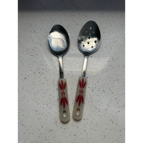 Temptations By Tara Fireworks Red Ceramic Handle Cooking Utensils Set Of 2 - Picture 1 of 1